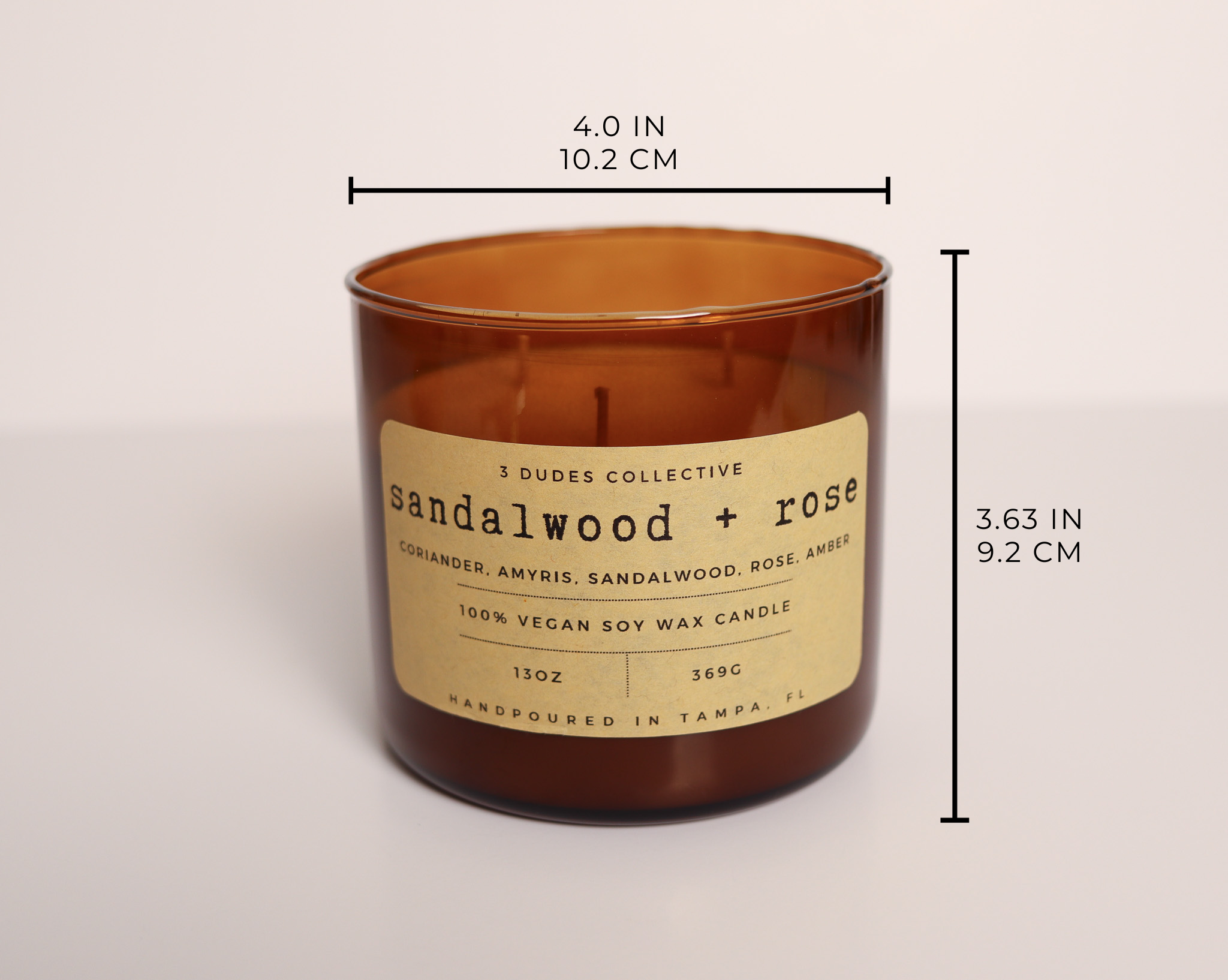 Classic Neutrals Collection - Sandalwood + Rose 3 Wick Candle