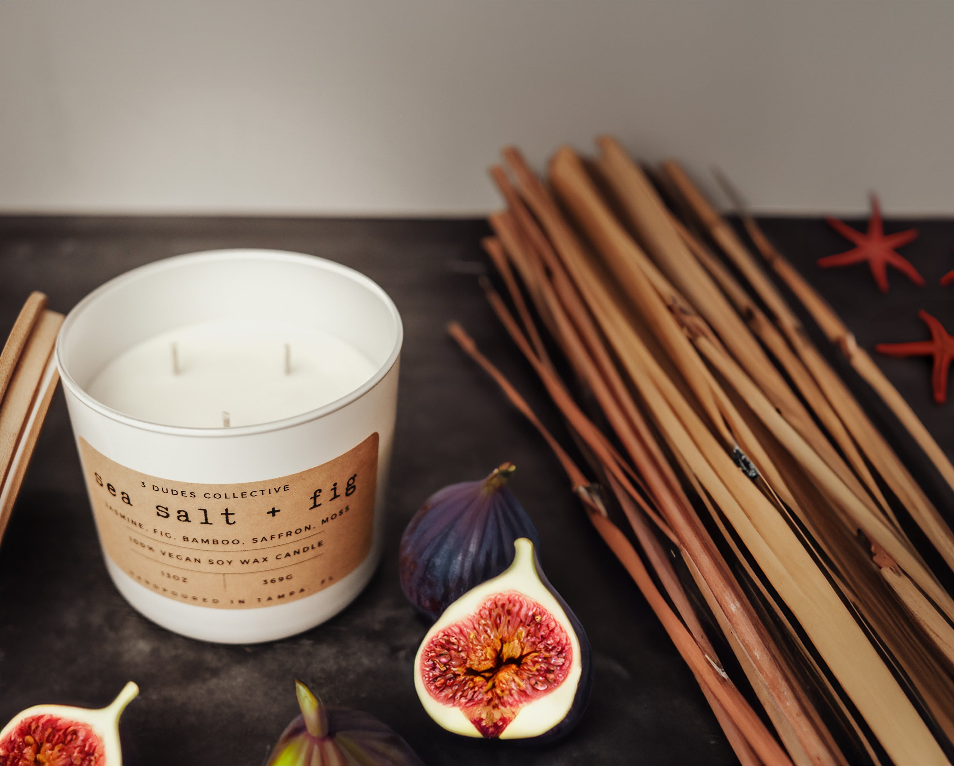 Classic Neutrals Collection: Sea Salt + Fig 3 Wick Candle