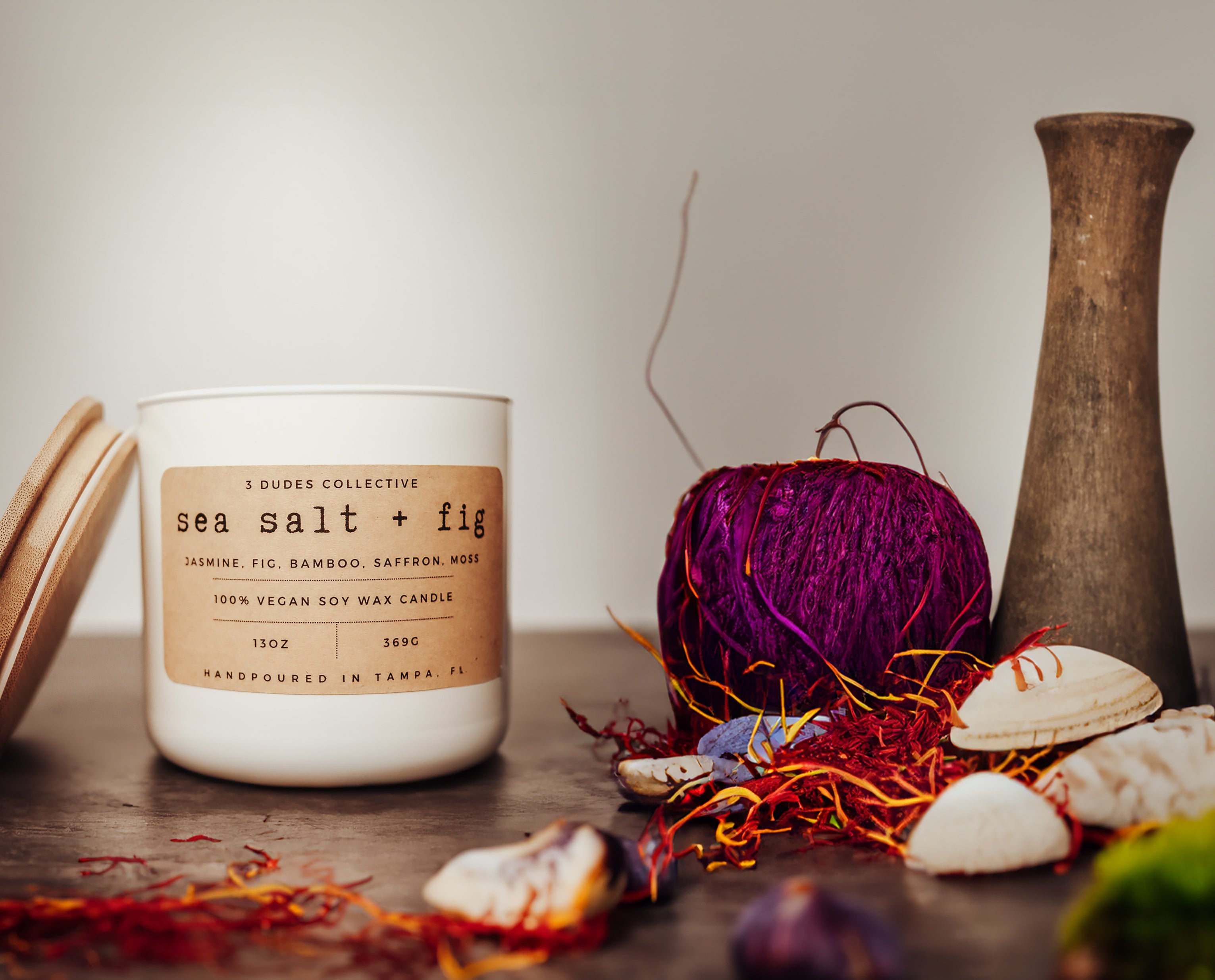 Classic Neutrals Collection: Sea Salt + Fig 3 Wick Candle