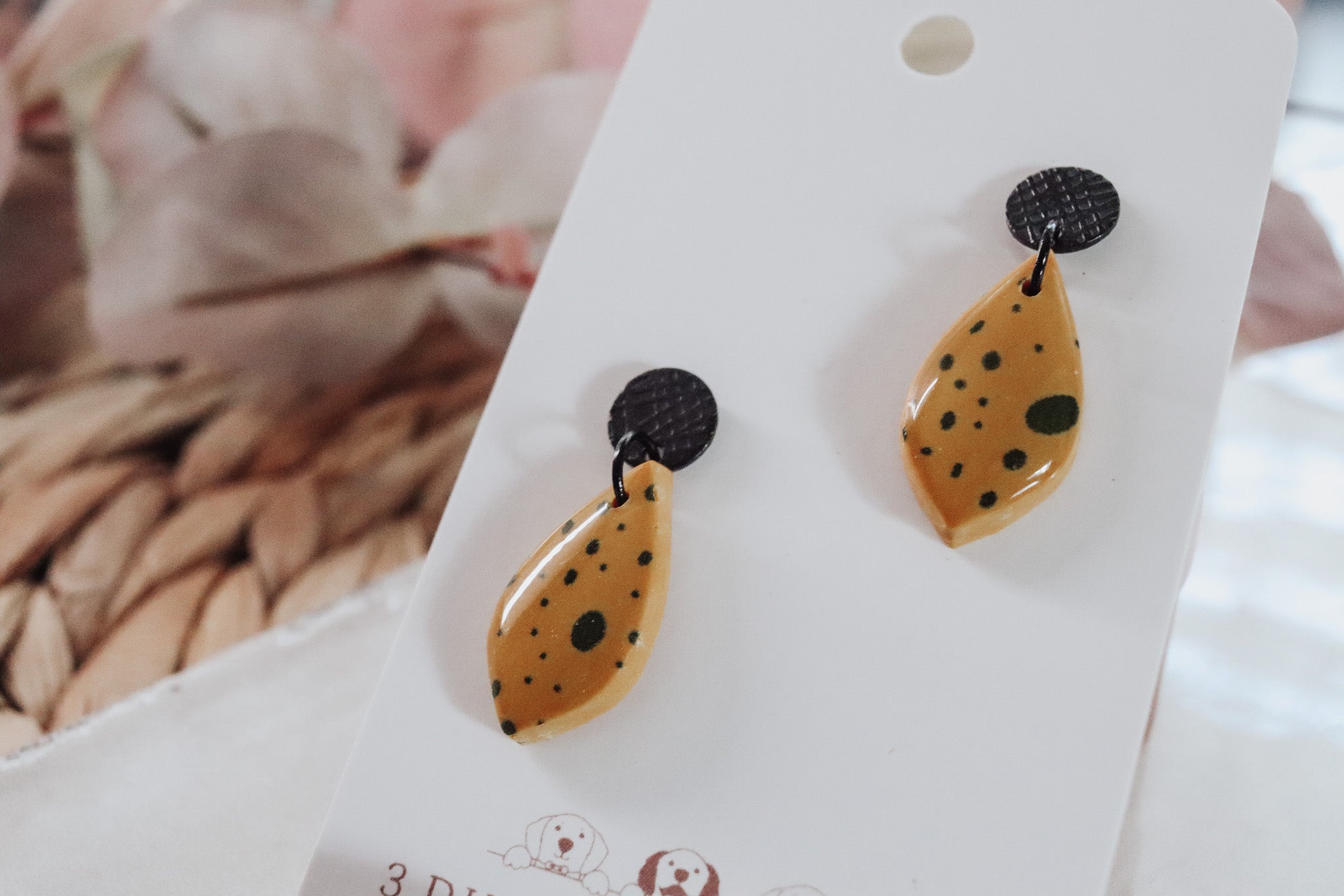 Boho Mustard Speckle Dew Drop Earring