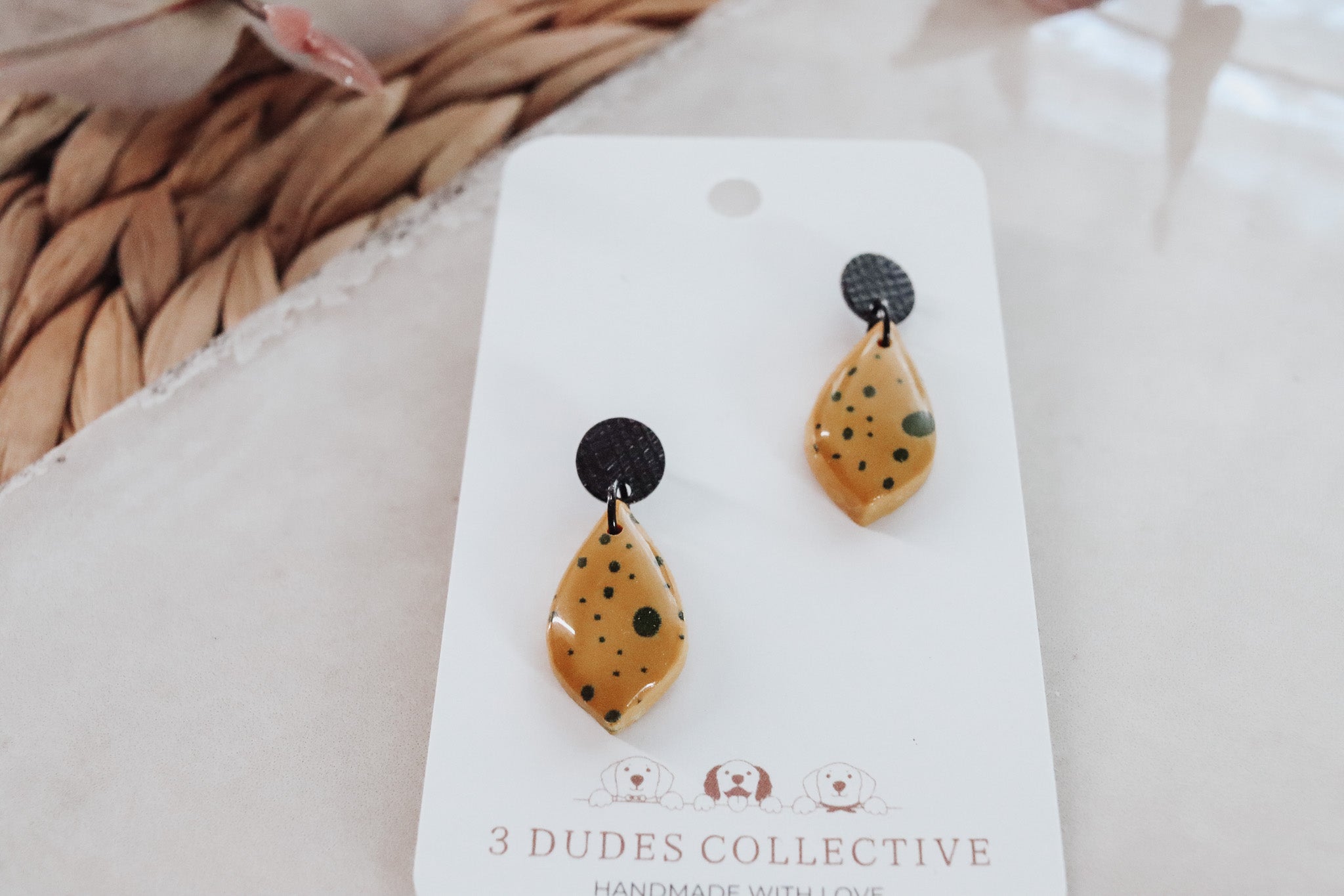 Boho Mustard Speckle Dew Drop Earring