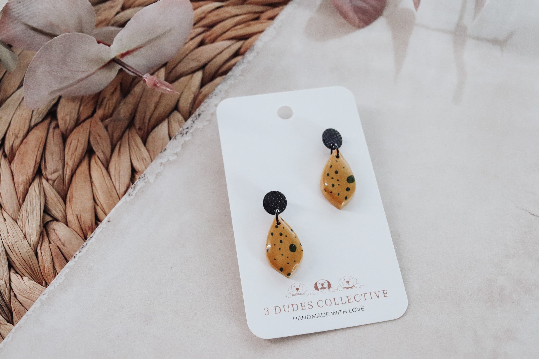 Boho Mustard Speckle Dew Drop Earring