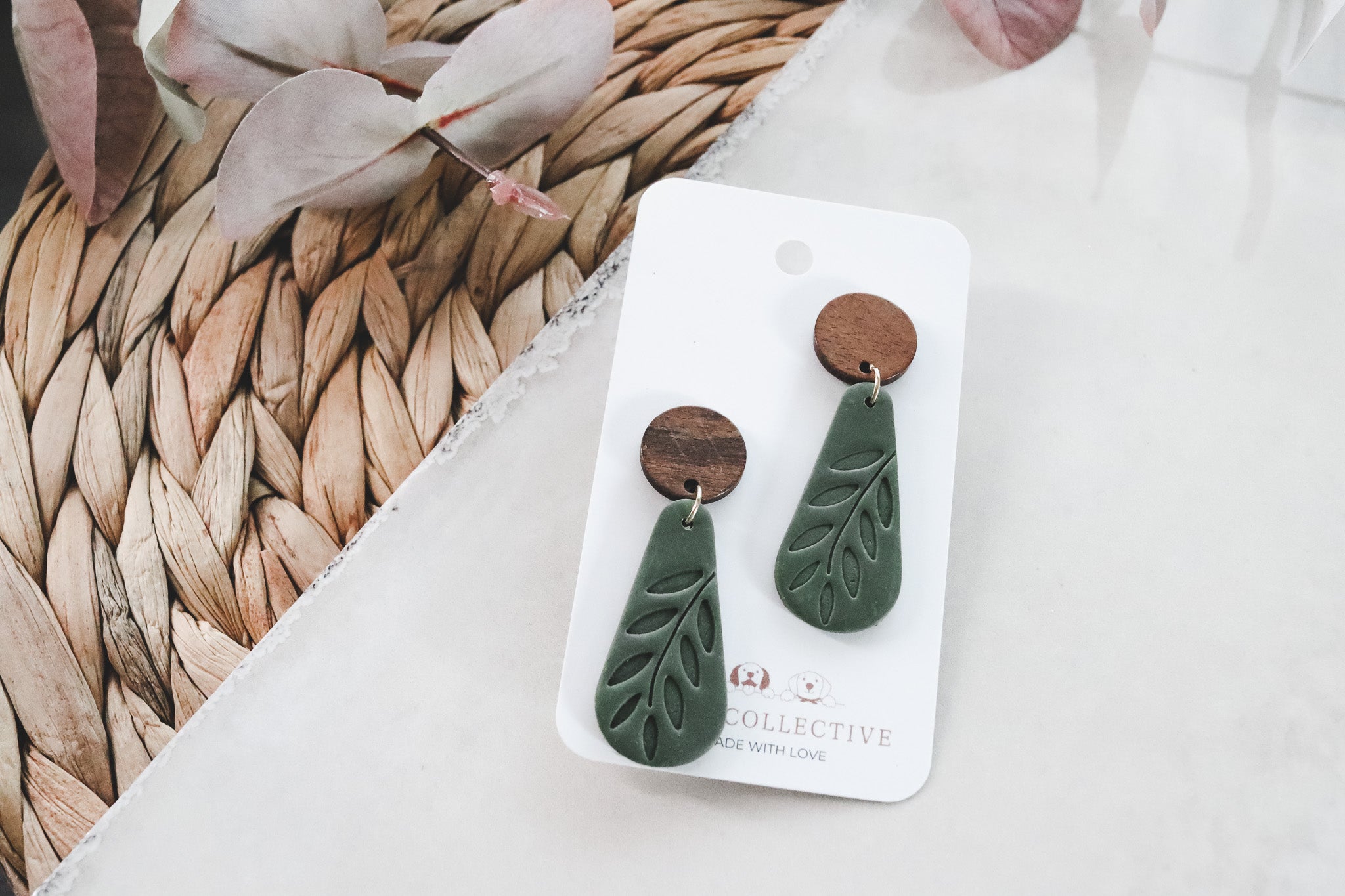 Boho Green Leaf Dangle Earring