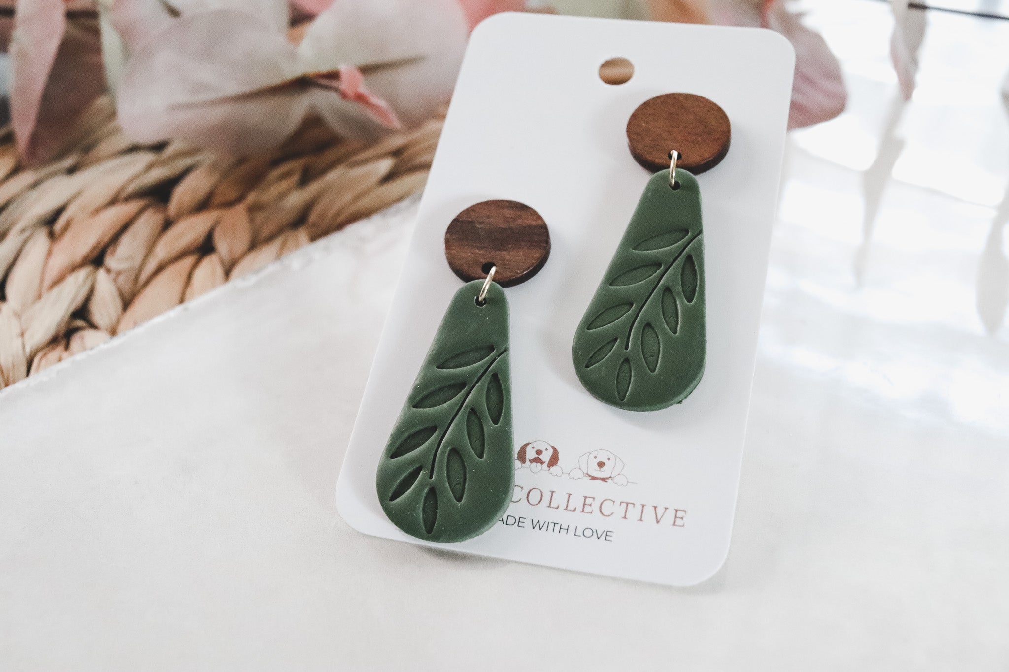 Boho Green Leaf Dangle Earring