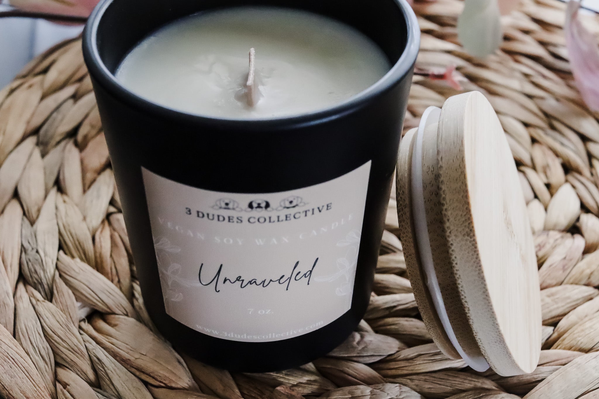 Unraveled: 7oz Designer Black Glass Candle