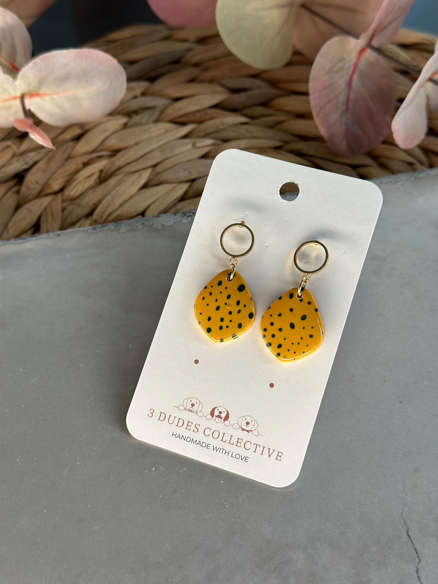 Boho Mustard Speckle Drop Earring