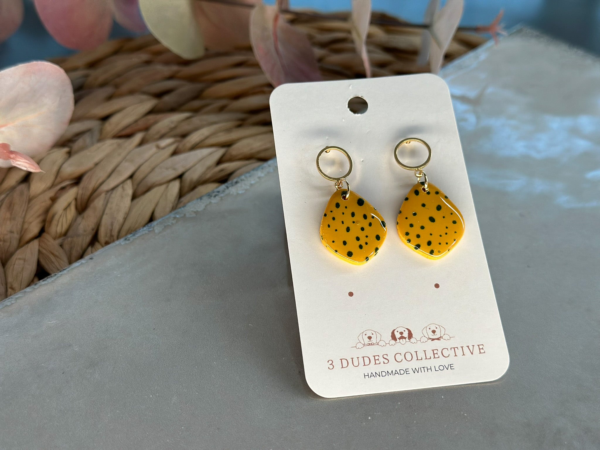 Boho Mustard Speckle Drop Earring