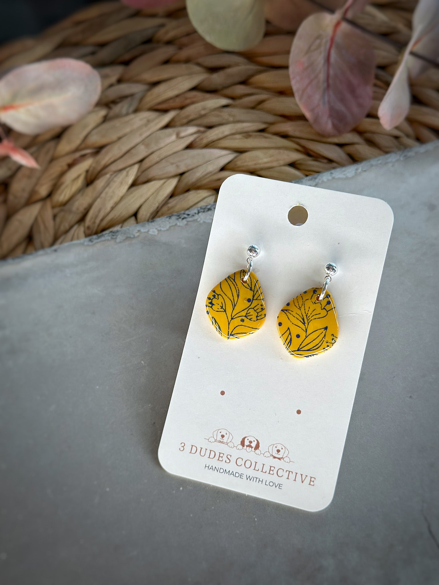 Boho Mustard Floral Vine Drop Earring