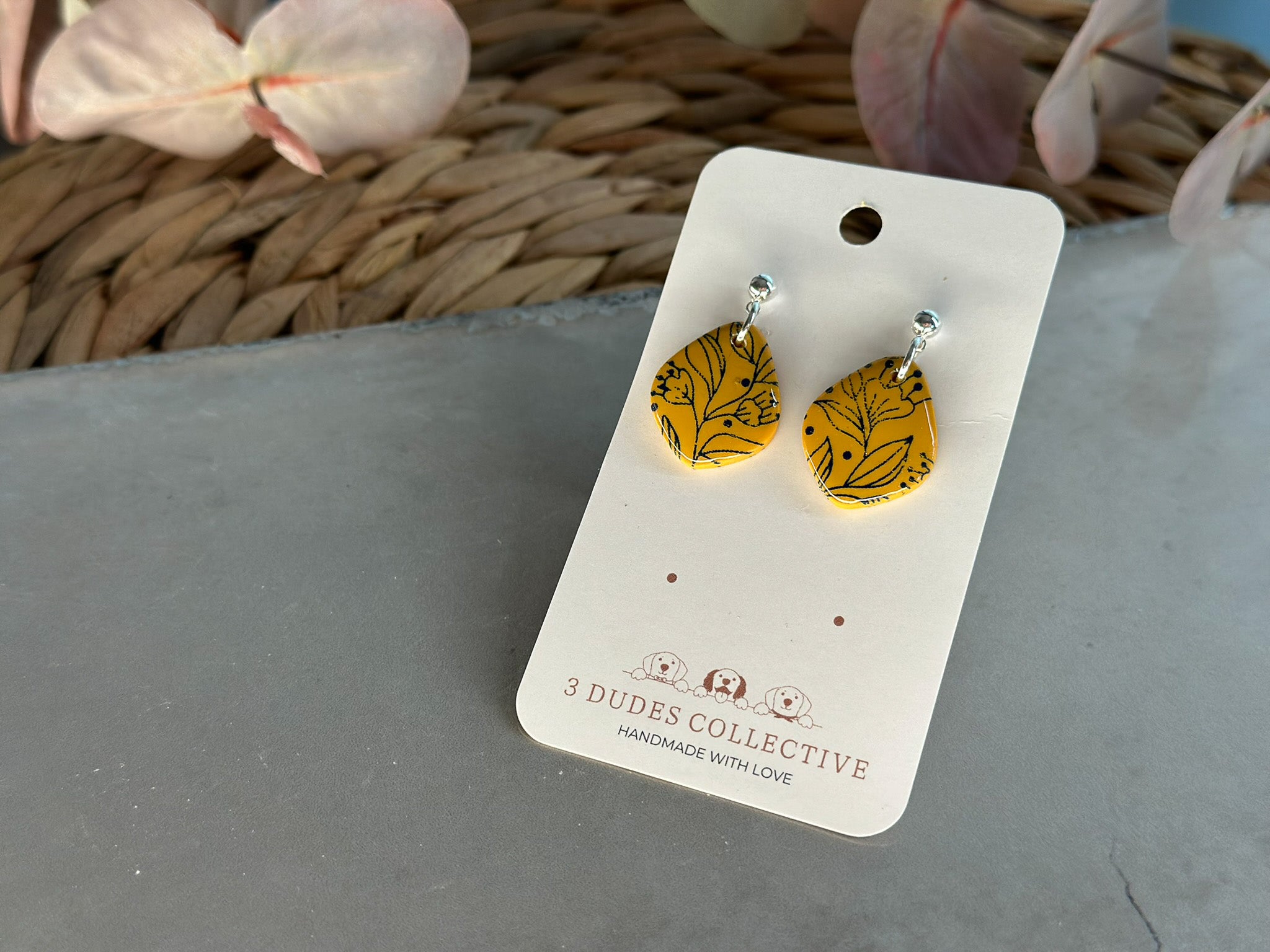 Boho Mustard Floral Vine Drop Earring