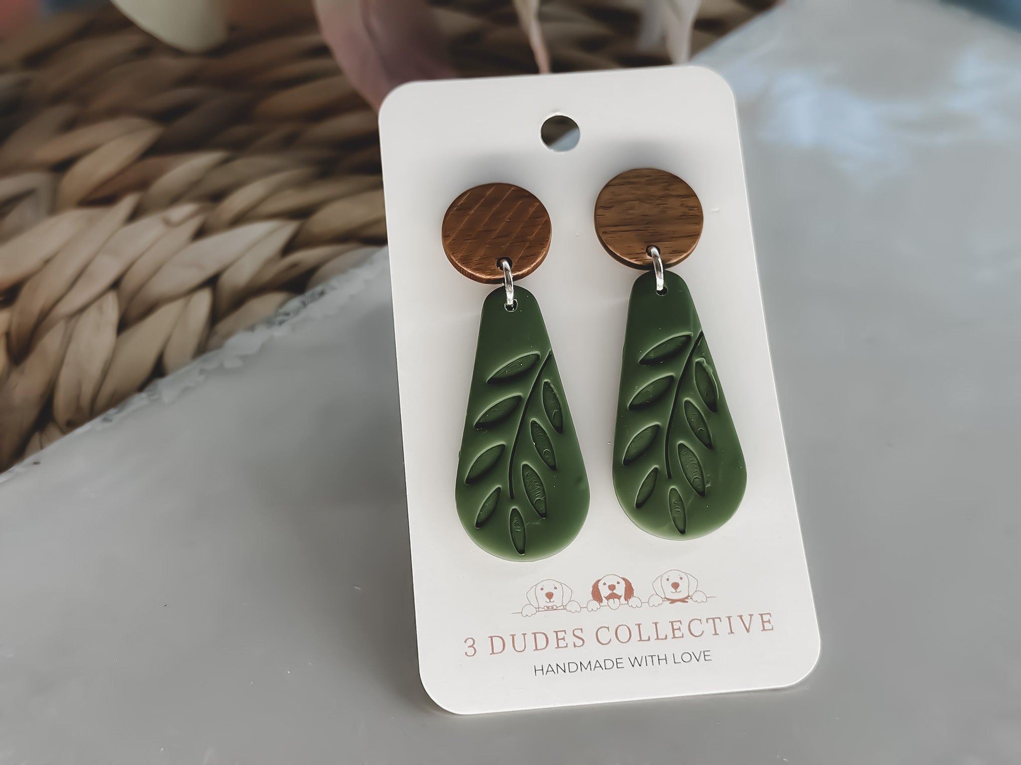 Boho Green Leaf Dangle Earring