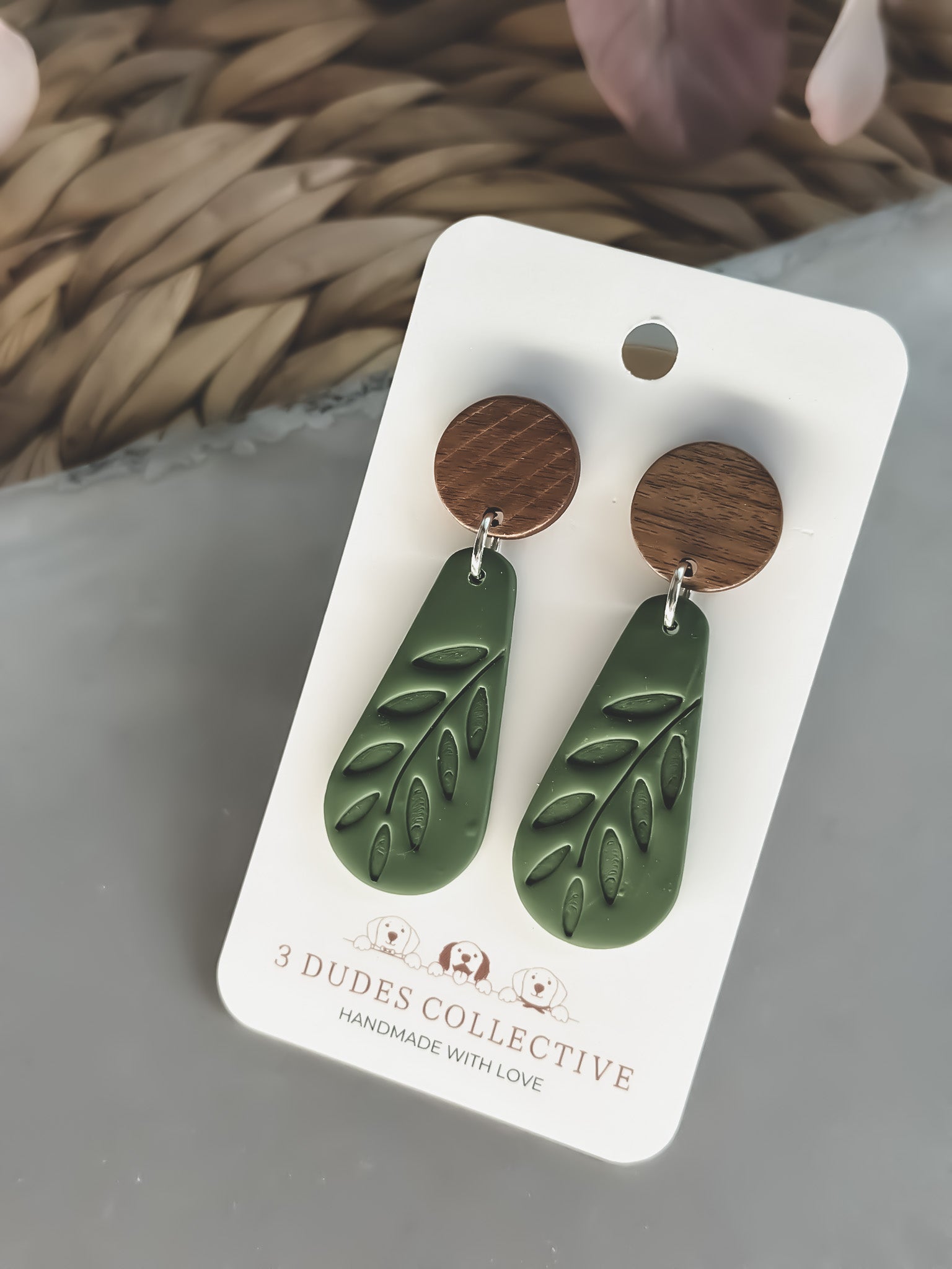 Boho Green Leaf Dangle Earring